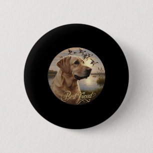 Best Friend Hunting Yellow Labrador Dog With Ducks 6 Cm Round Badge