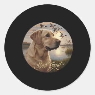 Best Friend Hunting Yellow Labrador Dog With Ducks Classic Round Sticker