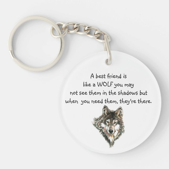 Best Friend Inspirational Quote Wolf, Wolves  Post Key Ring (Front)