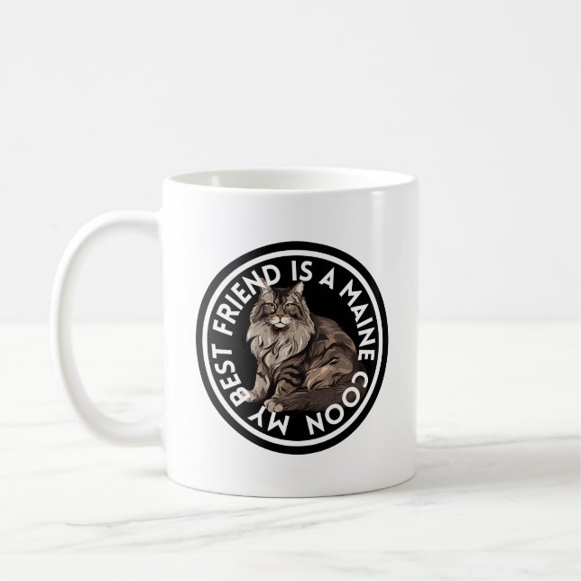Best Friend Maine Coon Cat Coffee Mug (Left)
