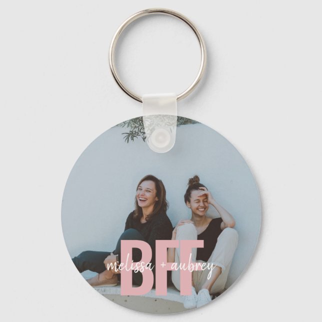 Best Friend Modern Brush Script Name Photo Key Ring (Front)