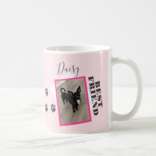 Best Friend Name Paw Hot Pink Pet Photo Coffee Mug