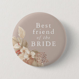 Best Friend of the Bride Boho Pampas Grass 6 Cm Round Badge