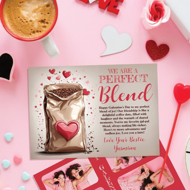 Best Friend Perfect Blend 4 Photo Galentine's Day Holiday Card (Creator Uploaded)