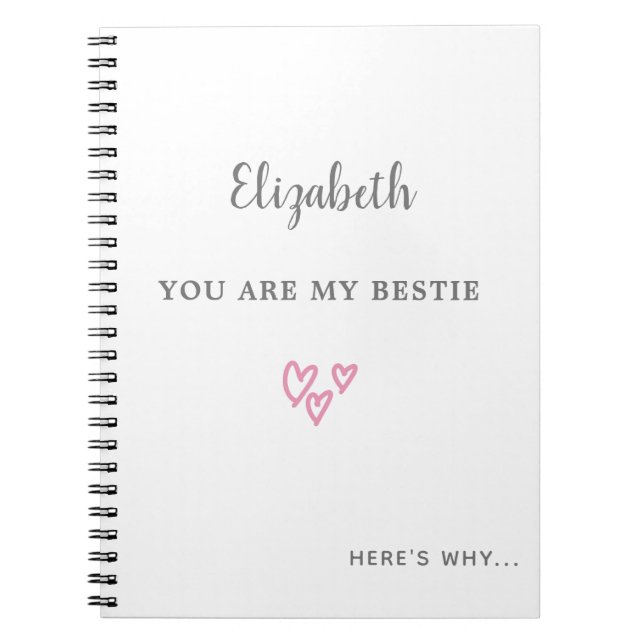 Best Friend Personalised BFF scrapbook cute hearts Notebook (Front)