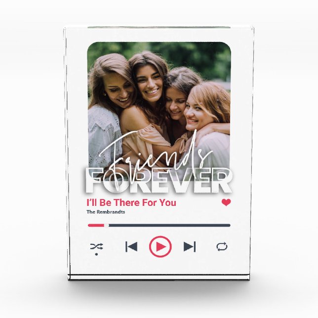 Best Friend Personalised Song Glass Art Cover   Photo Block (Front)