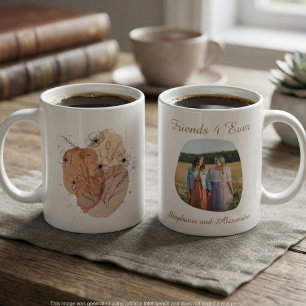 Best Friend Photo Gift with Watercolor Floral Art Mug