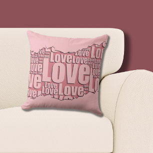 Best Friend Pink Love Typography Pattern  Cushion