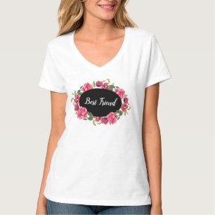 Best Friend Poppy Rose Flower Circle Wreath Design T-Shirt