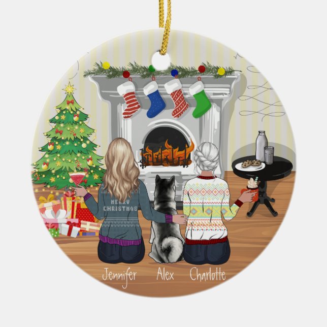 Best Friend Portrait - Personalised Christmas Gift Ceramic Tree Decoration (Front)