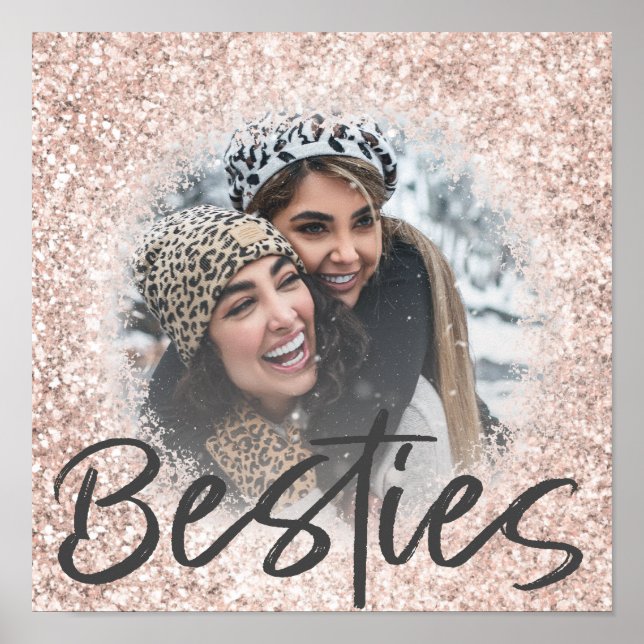 Best Friend Rose Gold Glitter Photo  Poster (Front)