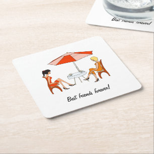 Best friend  square paper coaster
