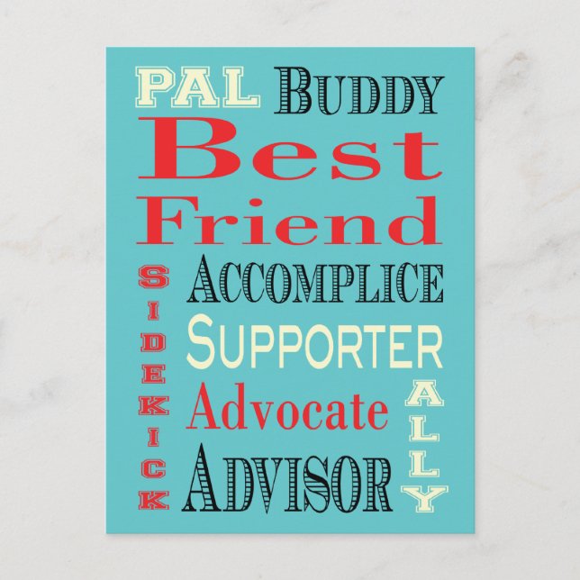 Best Friend Subway Art Invitation Postcard (Front)
