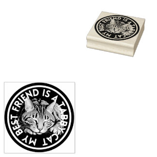 Best Friend Tabby Cat Rubber Stamp