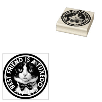 Best Friend Tuxedo Cat Rubber Stamp