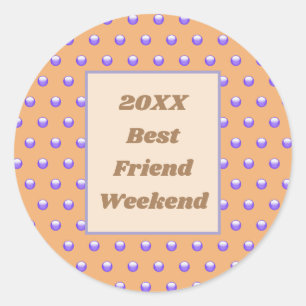 Best Friend Weekend Blue Peach Polka Dot BFF Classic Round Sticker