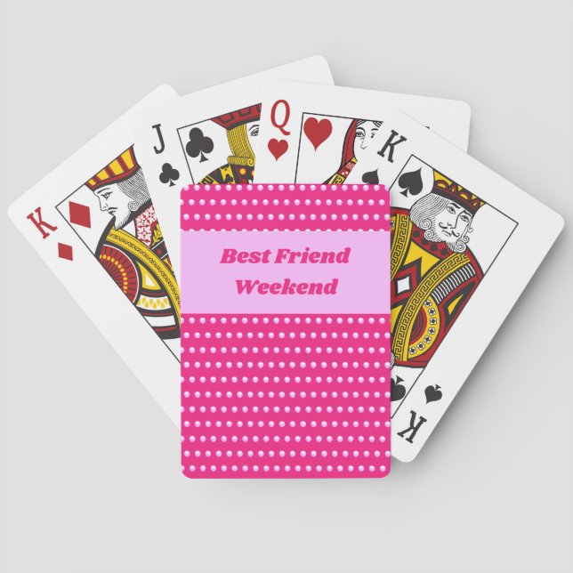 Best Friend Weekend Pink Polka Dot Girls Trip Playing Cards (Back)
