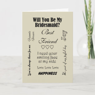 Best Friend, Will You Be My Bridesmaid? Beige Invitation