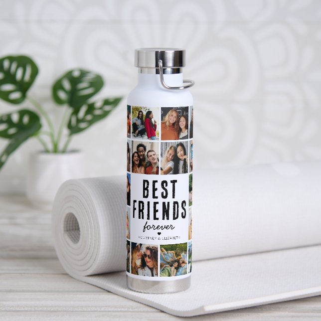 Best Friends 26 Photo Collage Water Bottle (Yoga)