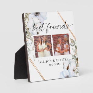 Best Friends 2 photo Collage Boho Chic Floral Plaque