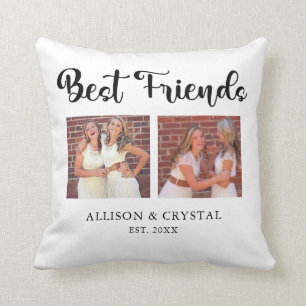 Best Friends 2 photo Collage Hand Lettering Script Cushion