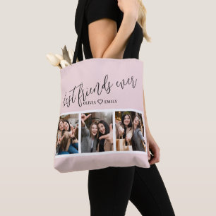 Best Friends 3 Photo Collage Keepsake Blush Pink Tote Bag