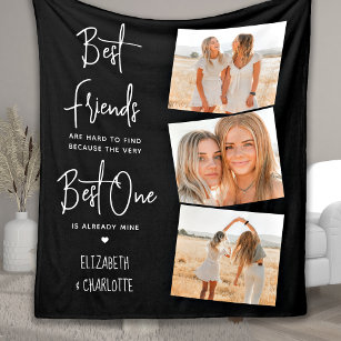 Best Friends 3 Photo Personalised Friendship Fleece Blanket
