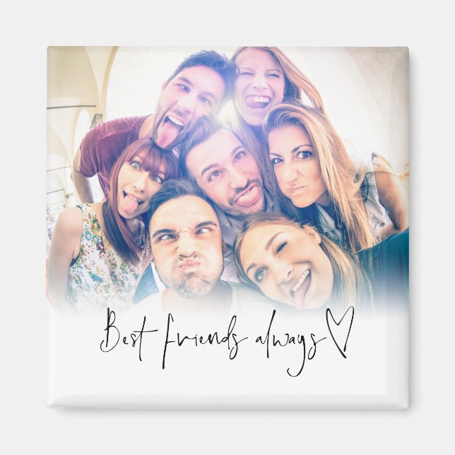 Best Friends Always Modern Heart Script Photo Magnet (Front)