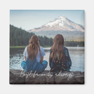 Best Friends Always Modern Heart Script Photo  Magnet