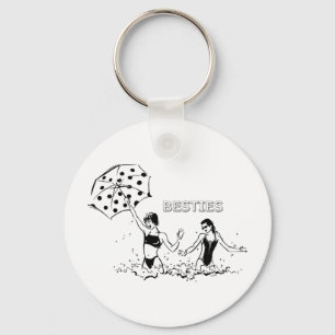 Best Friends at the Beach Key Ring