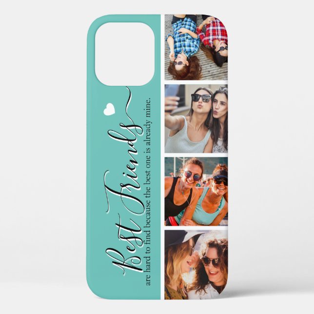Best Friends Bestie 4 Photos Teal Case-Mate iPhone Case (Back)