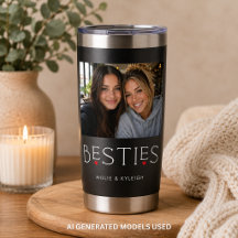 Best Friends Bestie Heart Typography Black Photo