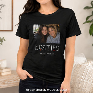 Best Friends Bestie Heart Typography Black Photo Tri-Blend Shirt