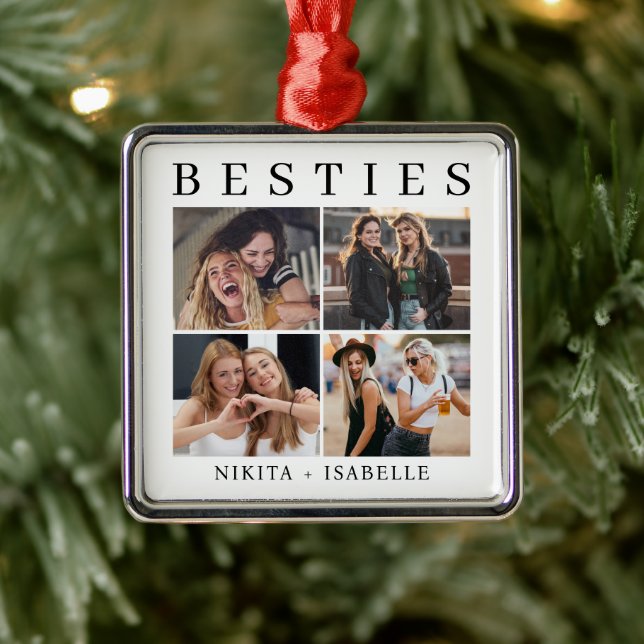 Best Friends Bestie Photo Collage Keepsake Gift Metal Tree Decoration (Tree)