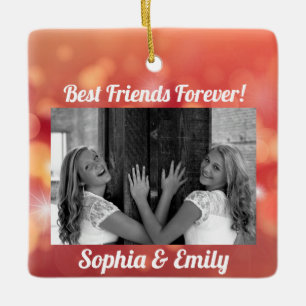 Best Friends Besties BFF Add Photo Names Cute Ceramic Ornament