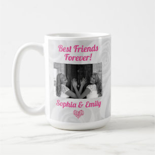 Best Friends Besties BFF Add Photo Names Cute Pink Coffee Mug