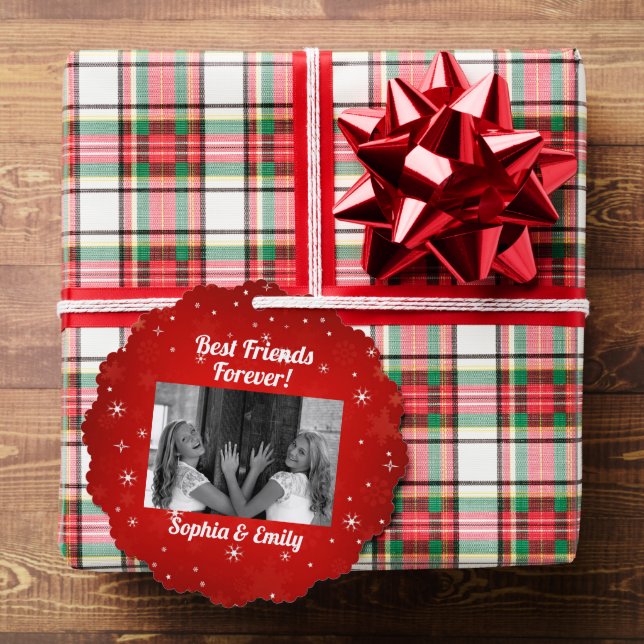 Best Friends Besties BFF Add Photo Names Cute Tree Decoration Card (Insitu (Gift))