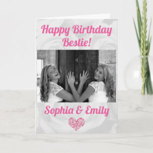 Best Friends Besties BFF Birthday Add Photo Names Card
