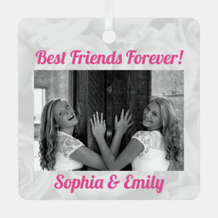 Best Friends Besties BFF Cute Pink Christmas Metal Tree Decoration