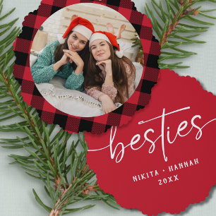 Best Friends Besties Christmas Photo Keepsake Tree Decoration Card