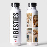 Best Friends Besties Custom Initials 4 Photo BFF Water Bottle<br><div class="desc">Our BFF water bottle is the perfect gift for your Bestie. With the ability to customise the bottle with your Friend's name, it becomes a one-of-a-kind keepsake that he can cherish for years to come. The modern design and sleek black colour make it a stylish accessory for any occasion. Whether...</div>