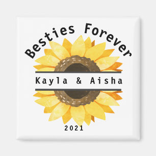 Best Friends Besties forever Sun Flower Magnet