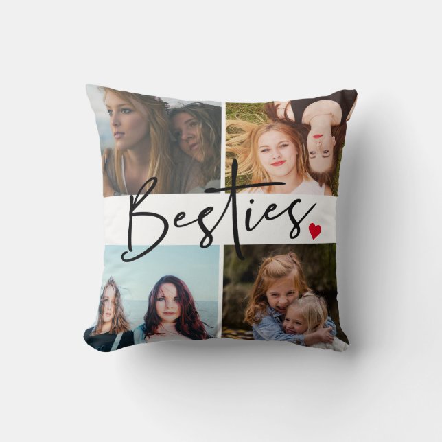 Best Friends Besties Photo Collage Cushion (Front)