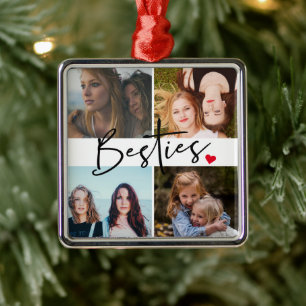 Best Friends Besties Photo Collage Metal Tree Decoration