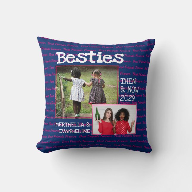 BEST FRIENDS BFF | 2 PHOTO Memory | Cream KEEPSAKE Cushion (Front)