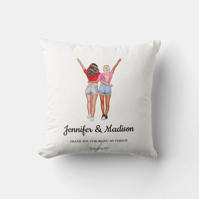 Best Friends BFF Besties Friendship Custom Name Cushion (Front)