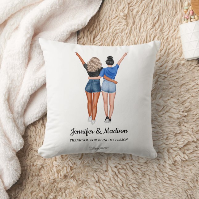 Best Friends BFF Besties Friendship Custom Name Cushion (Blanket)
