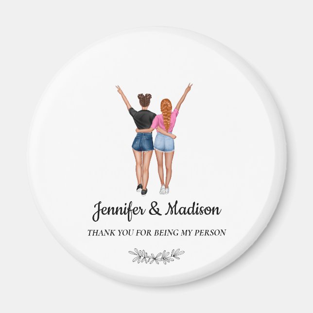 Best Friends BFF Besties Friendship Custom Name Magnet (Front)