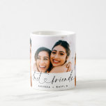 Best Friends BFF Modern Elegant Heart Script Photo Coffee Mug<br><div class="desc">Gift your bestfriends something memorable, unique and beautiful like this photo collage keepsake coffee mug with a modern elegant script lettering of "bestfriends" and a cute little heart on the centre. A stylish and chic customised gift for BFFs. (Placement photo by Omar Lopez on Unsplash. Kindly replace it with your...</div>