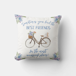 Best Friends Bike and Cats Floral  Cushion